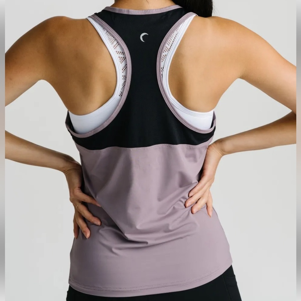 ZYIA Racerback Layered Tank Top in Black and Mauve